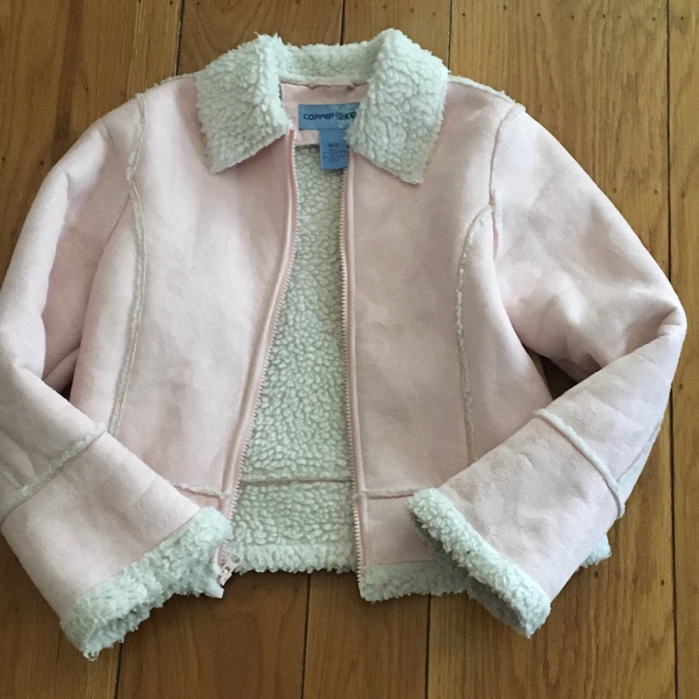 Girls Copper Key Pink Suede Like Feel,  Size 10/12